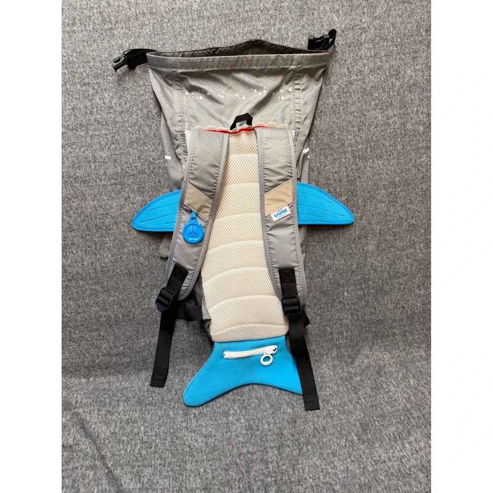 Trunki PaddlePak Shark Kids Swim Backpack Dry Bag Grey Blue Water Resistance
